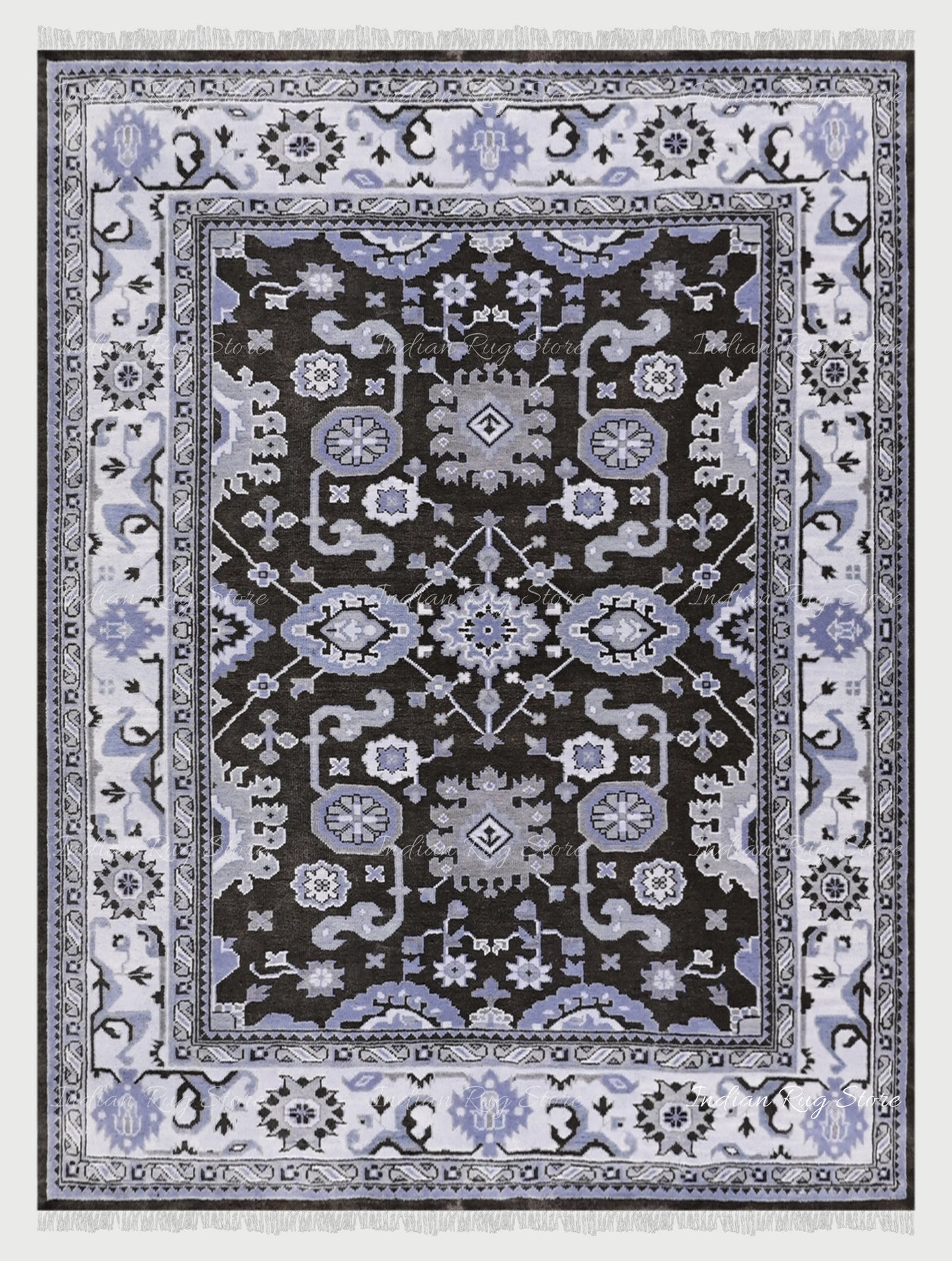 Blue Hand knotted Wool Area rug