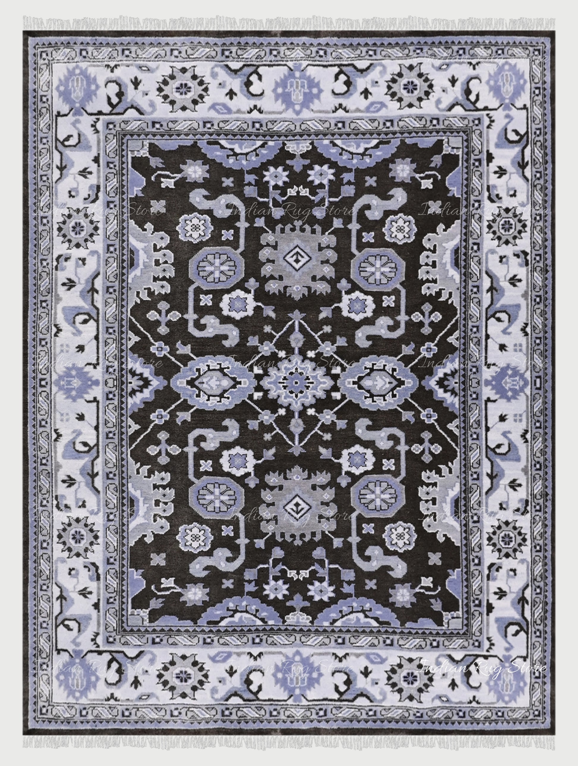 Blue Hand knotted Wool Area rug