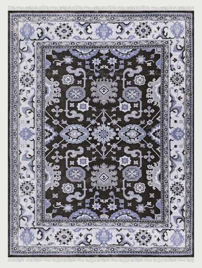 Blue Hand knotted Wool Area rug