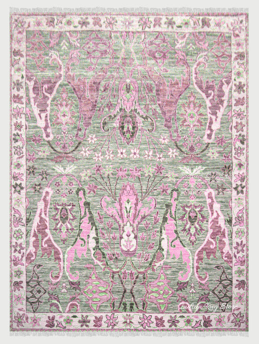 Pink Bedroom Hand Knotted Wool Accent Area Rug