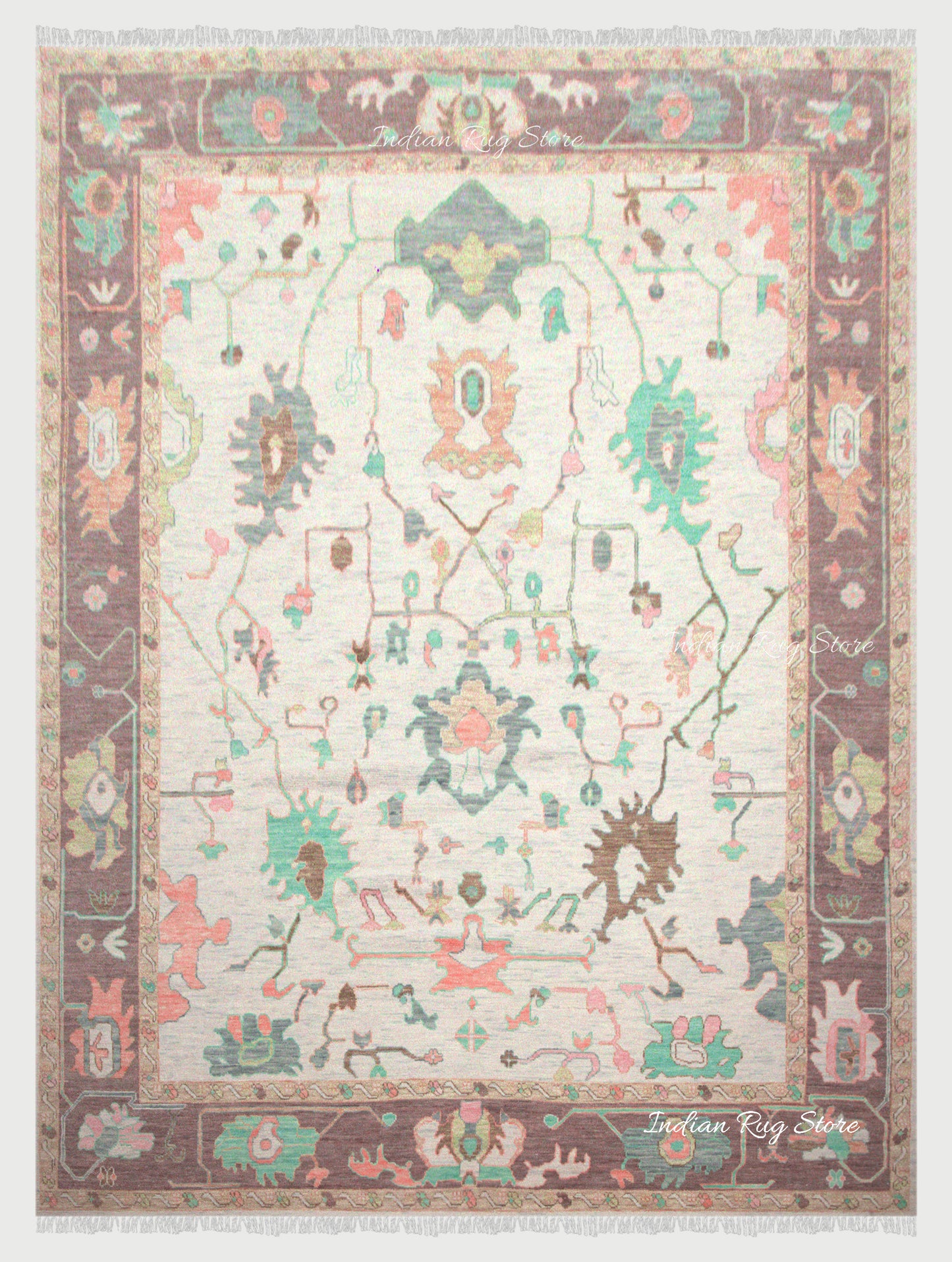 Multicolor Hand Knotted Turkish Wool Laundry Rug