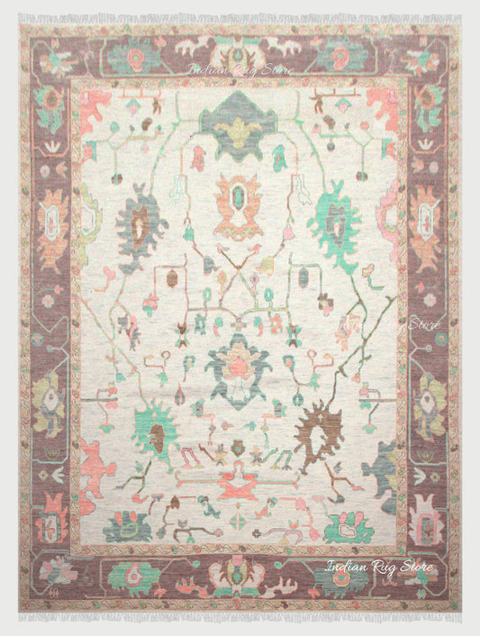 Multicolor Hand Knotted Turkish Wool Rug