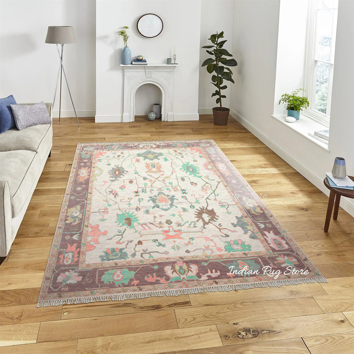 Multicolor Hand Knotted Turkish Wool Laundry Rug