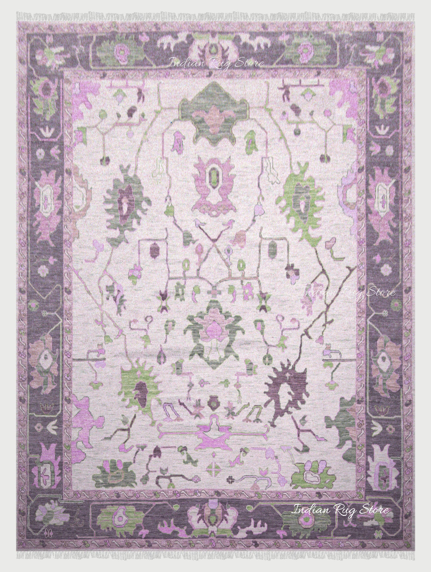 Multicolor Hand Knotted Purple Turkish Wool Rug