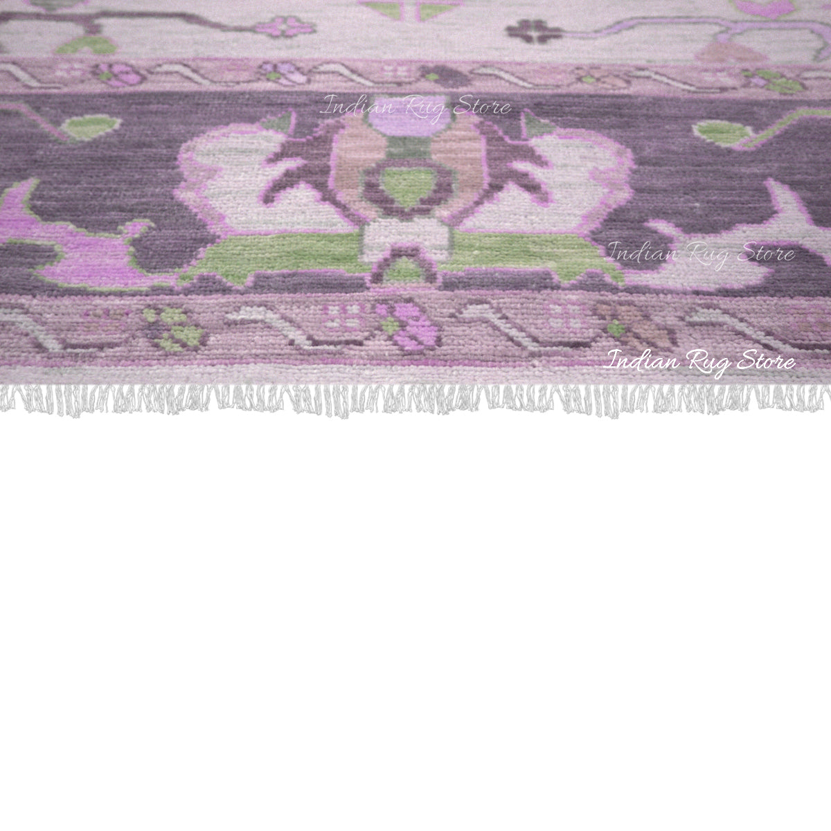 Multicolor Hand Knotted Purple Turkish Wool Rug