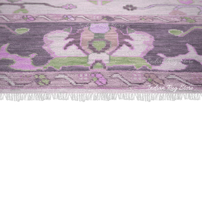 Multicolor Hand Knotted Purple Turkish Wool Rug