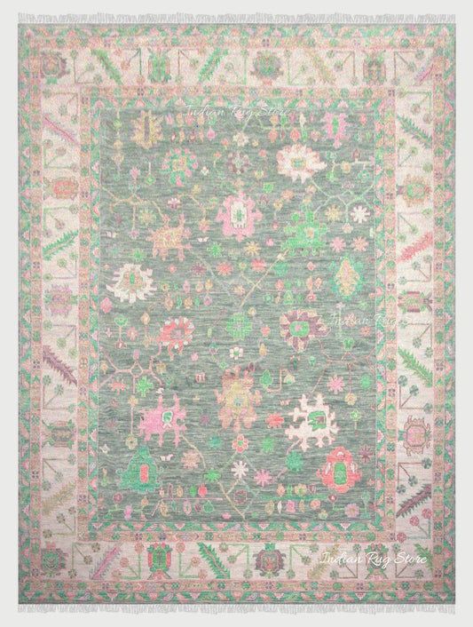 Hand Knotted Multicolor Wool Dining Room Rug