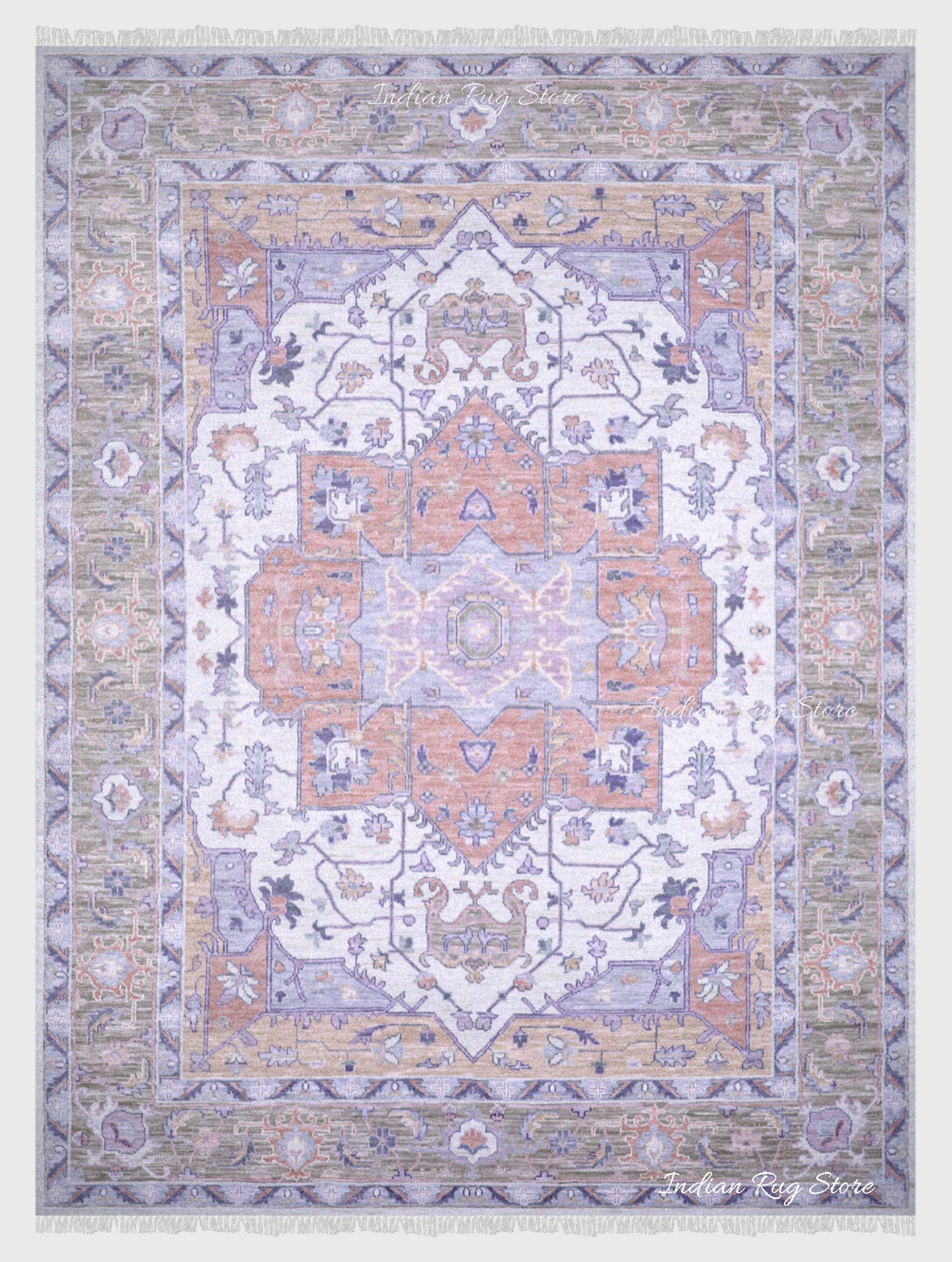 Living Room Hand Knotted wool Purple Multicolor Area Rug