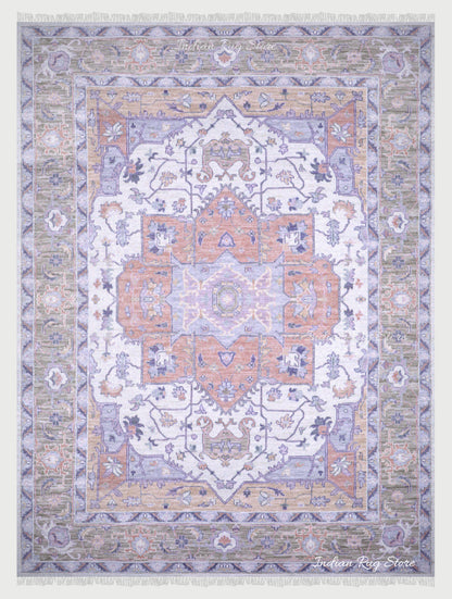 Living Room Hand Knotted wool Purple Multicolor Area Rug