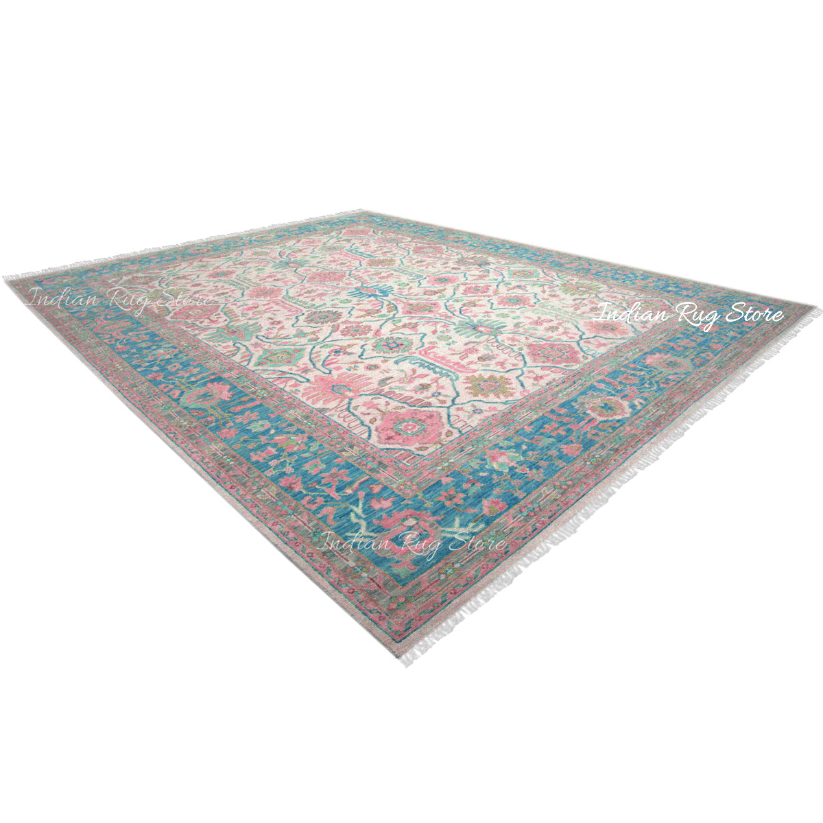 Home Decor Indian Handmade Wool Pink Multicolor Rug