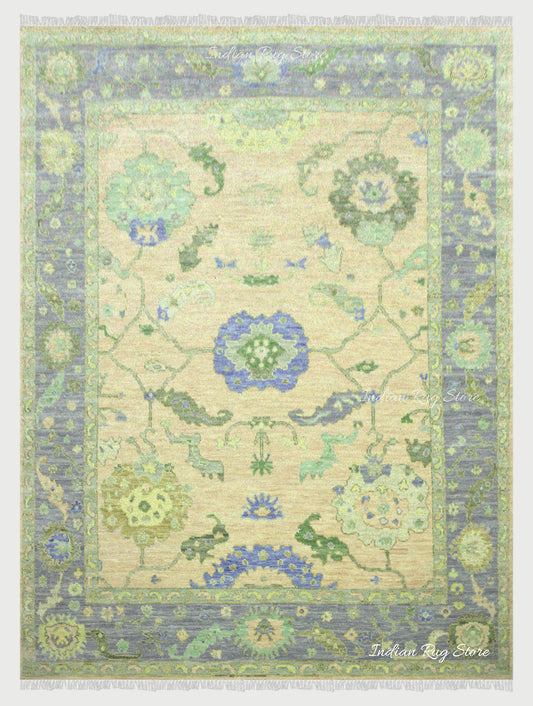 Handmade Green Turkish Wool Rug