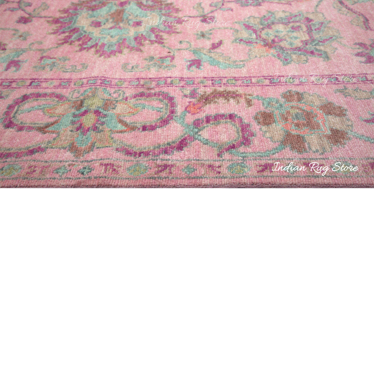 Entryway Patio Hand Knotted Turkish Wool Pink Rug