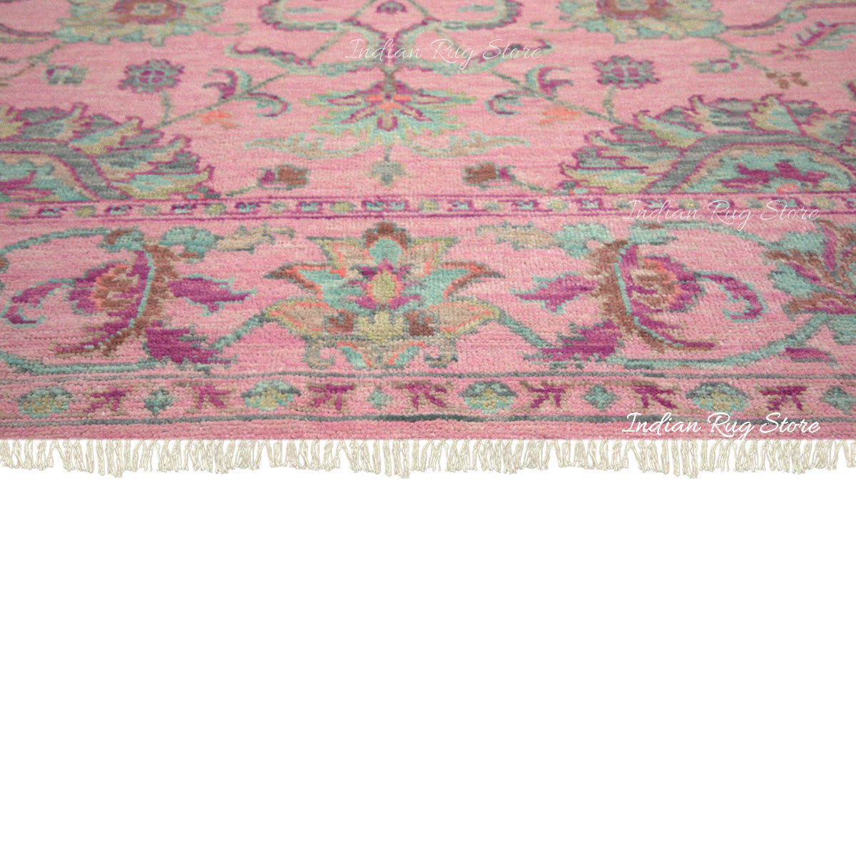 Entryway Patio Hand Knotted Turkish Wool Pink Rug