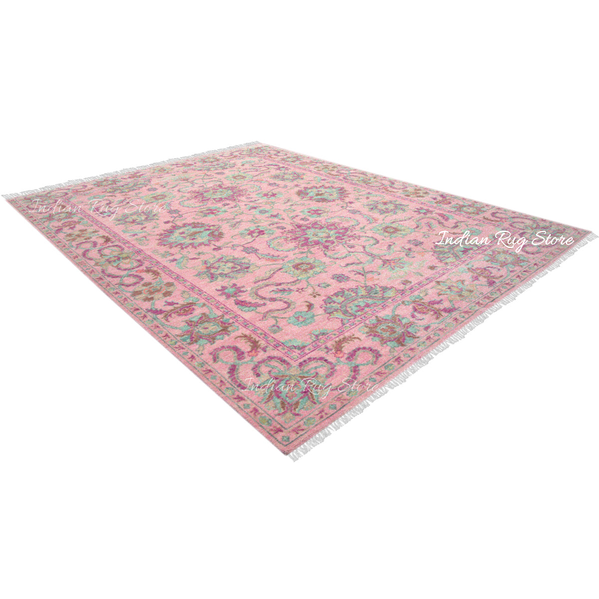 Entryway Patio Hand Knotted Turkish Wool Pink Rug