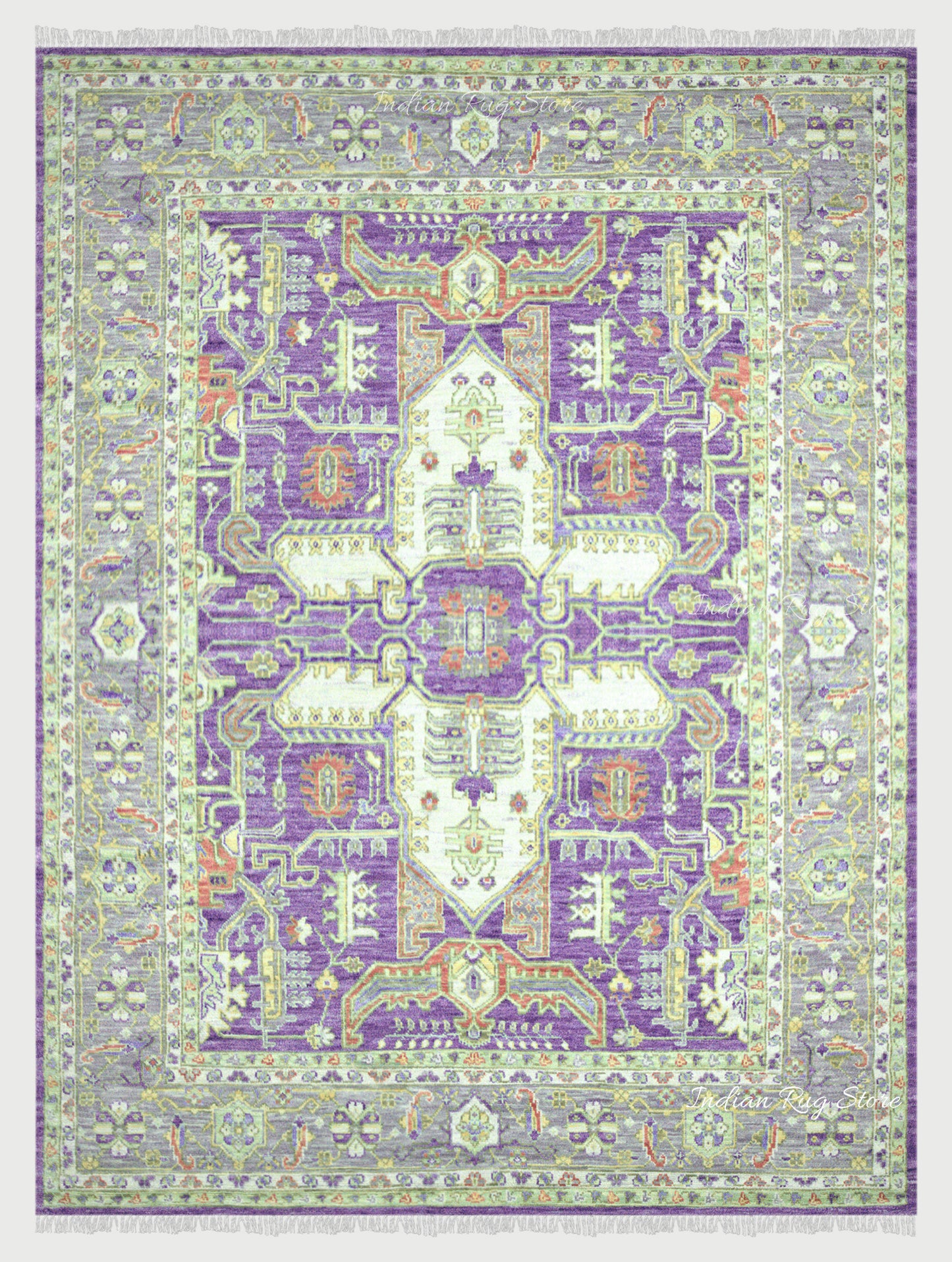 Multicolor Hand Knotted Wool Living Room Area Rug