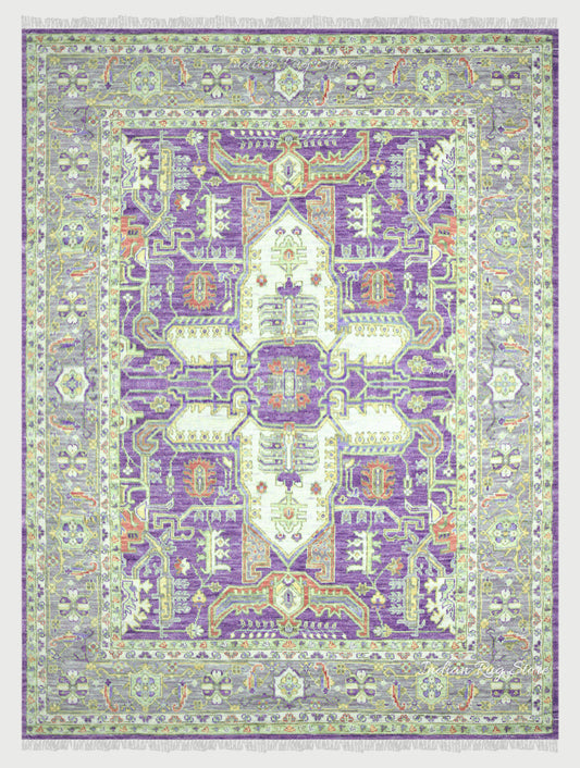 Multicolor Hand Knotted Wool Living Room Area Rug