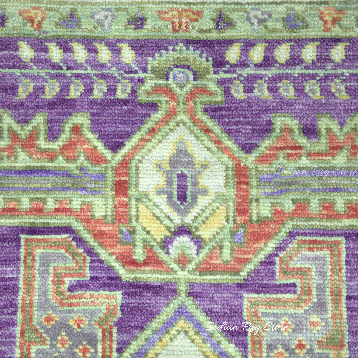 Multicolor Hand Knotted Wool Living Room Area Rug