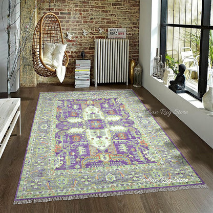 Multicolor Hand Knotted Wool Living Room Area Rug