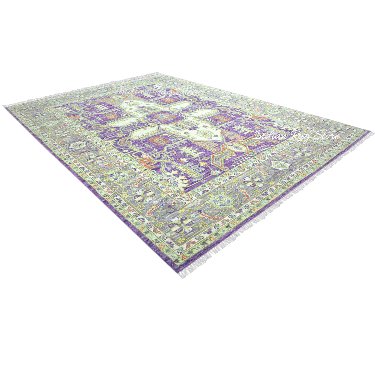 Multicolor Hand Knotted Wool Living Room Area Rug