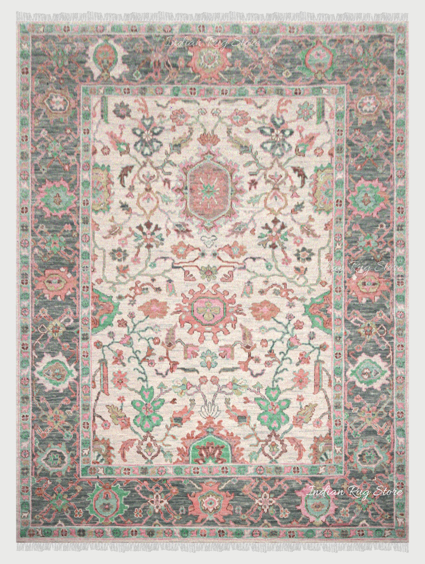 Multicolor Natural Handmade Wool Oushak Rug