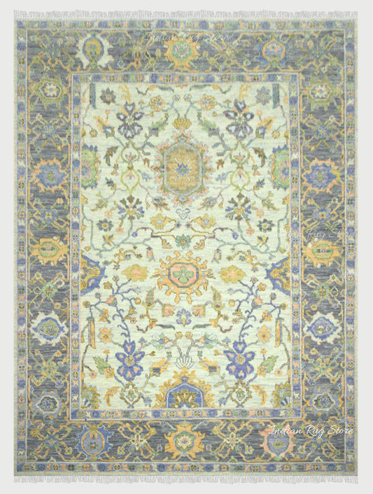 Multicolor Handmade Wool Oushak Multicolor Rug