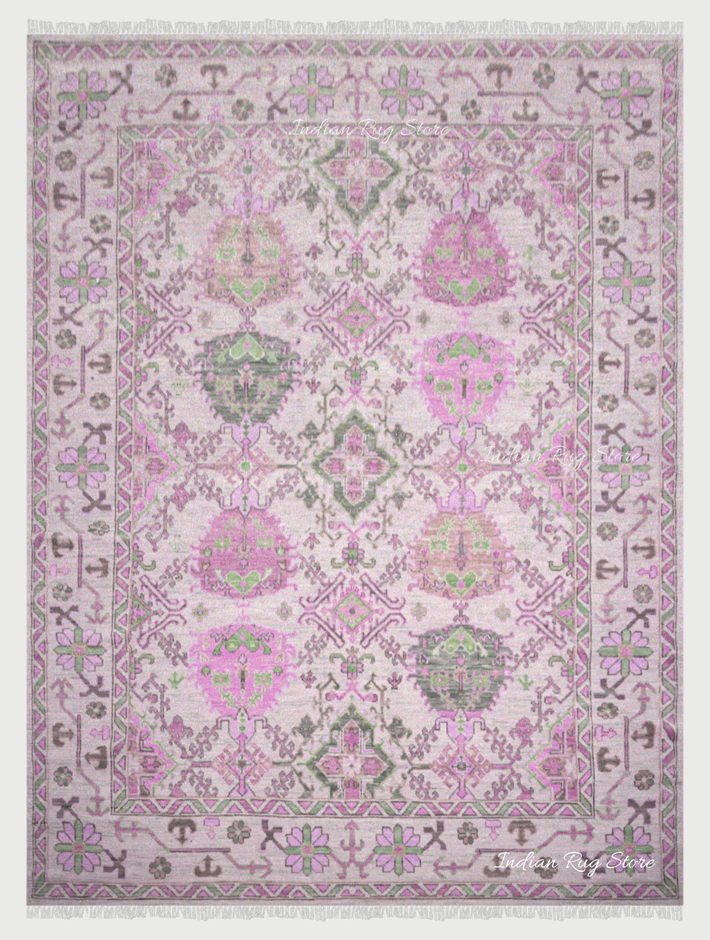 Hand Knotted Beautiful Natural Wool Oushak Rug