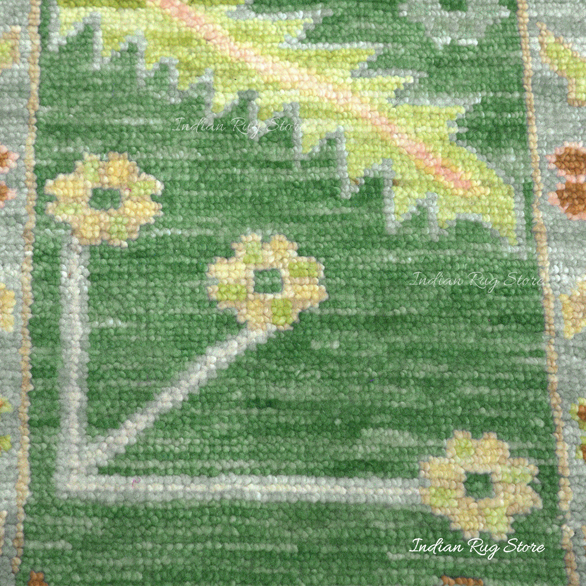 Oushak for Living Room Hand Knotted Green Wool Rug