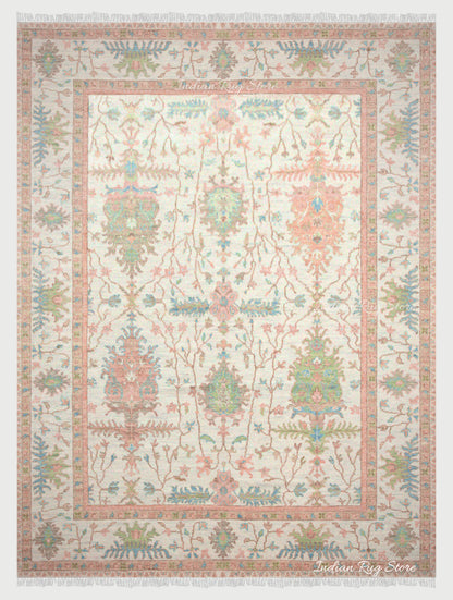 Hand Knotted Oushak for Bedroom Rug