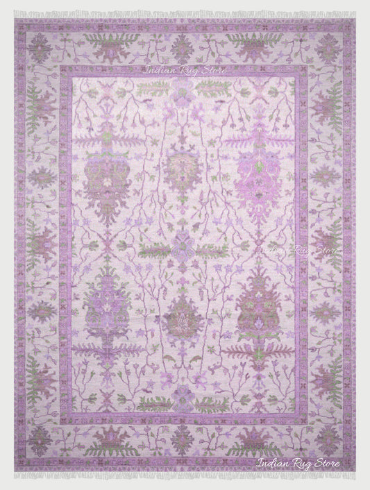 Natural Hand Knotted Oushak for Bedroom Rug