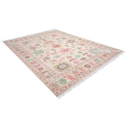 Indoor Patio Light Green And Pink Multicolor Wool Area Rug