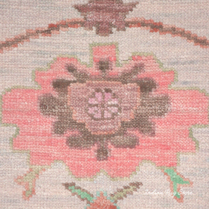 Light Green And Pink Multicolor Wool Area Rug