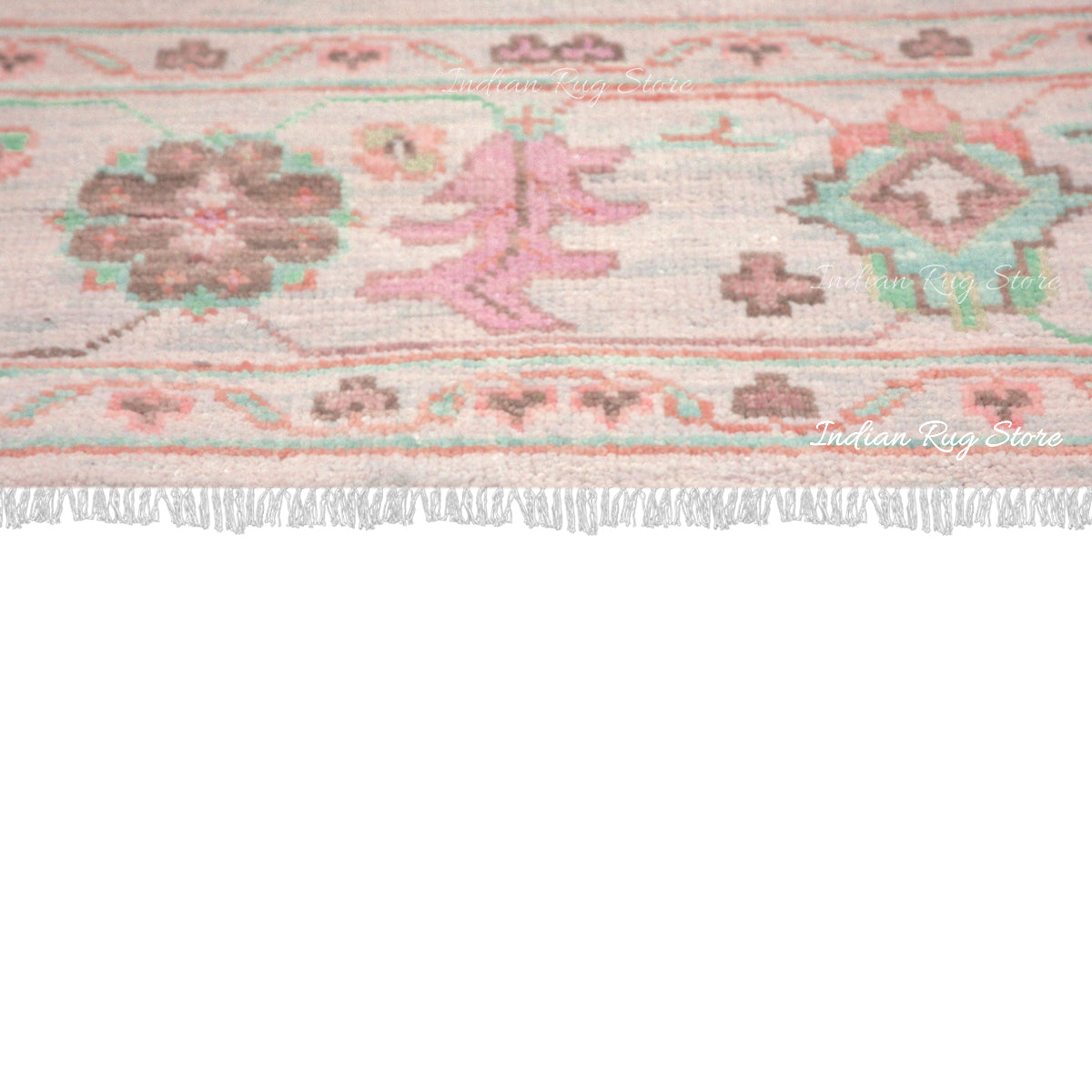 Light Green And Pink Multicolor Wool Area Rug