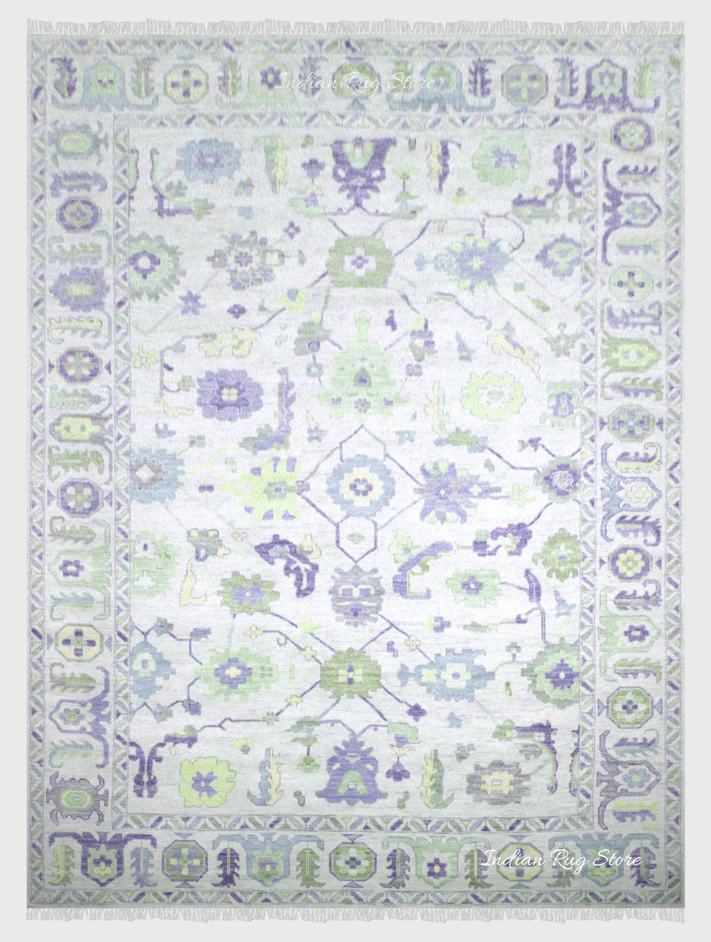 Hand Knotted Blue Oushak Wool Outdoor Rug