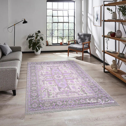 Natural Light Purple Wool Entrance Front Porch Area Rug