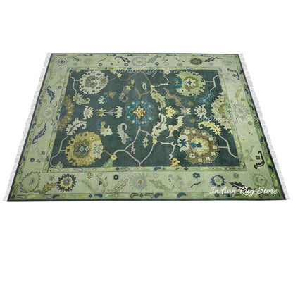 Oushak Handmade Wool Green Rug