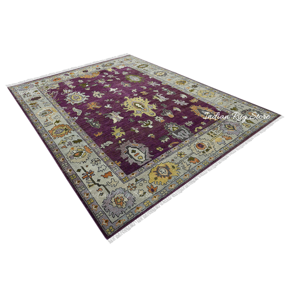 Multicolor Hand Knotted Modern Oushak Bed Room Wool Rug