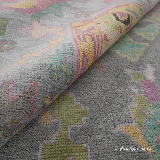 Tappeto moderno in lana Oushak annodato a mano grigio cenere per camera da letto IRSZ-103 Tappeto moderno in lana Oushak annodato a mano grigio cenere per camera da letto IRSZ-103