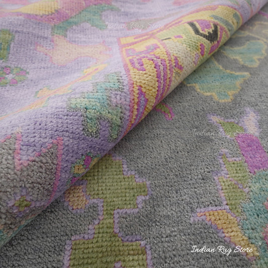 Tappeto moderno in lana Oushak annodato a mano grigio cenere per camera da letto IRSZ-103 Tappeto moderno in lana Oushak annodato a mano grigio cenere per camera da letto IRSZ-103