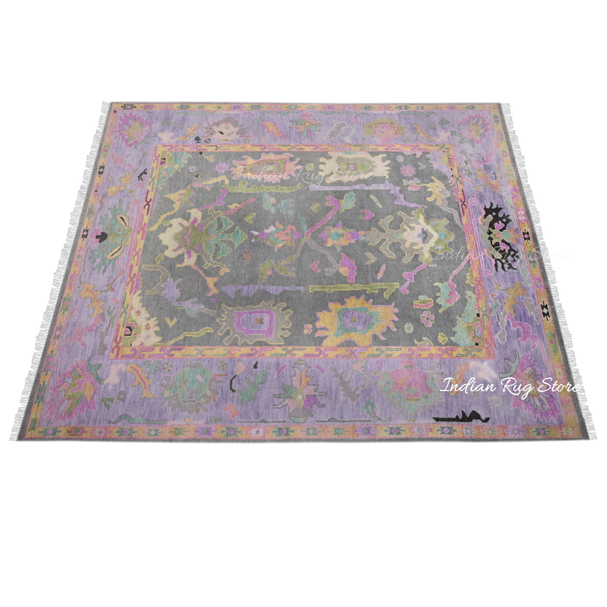 Multicolor Hand Knotted Modern Oushak Bedroom Wool Rug