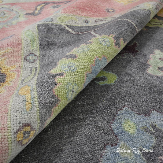 Tappeto moderno in lana Oushak annodato a mano grigio cenere per camera da letto IRSZ-103 Tappeto moderno in lana Oushak annodato a mano grigio cenere per camera da letto IRSZ-103