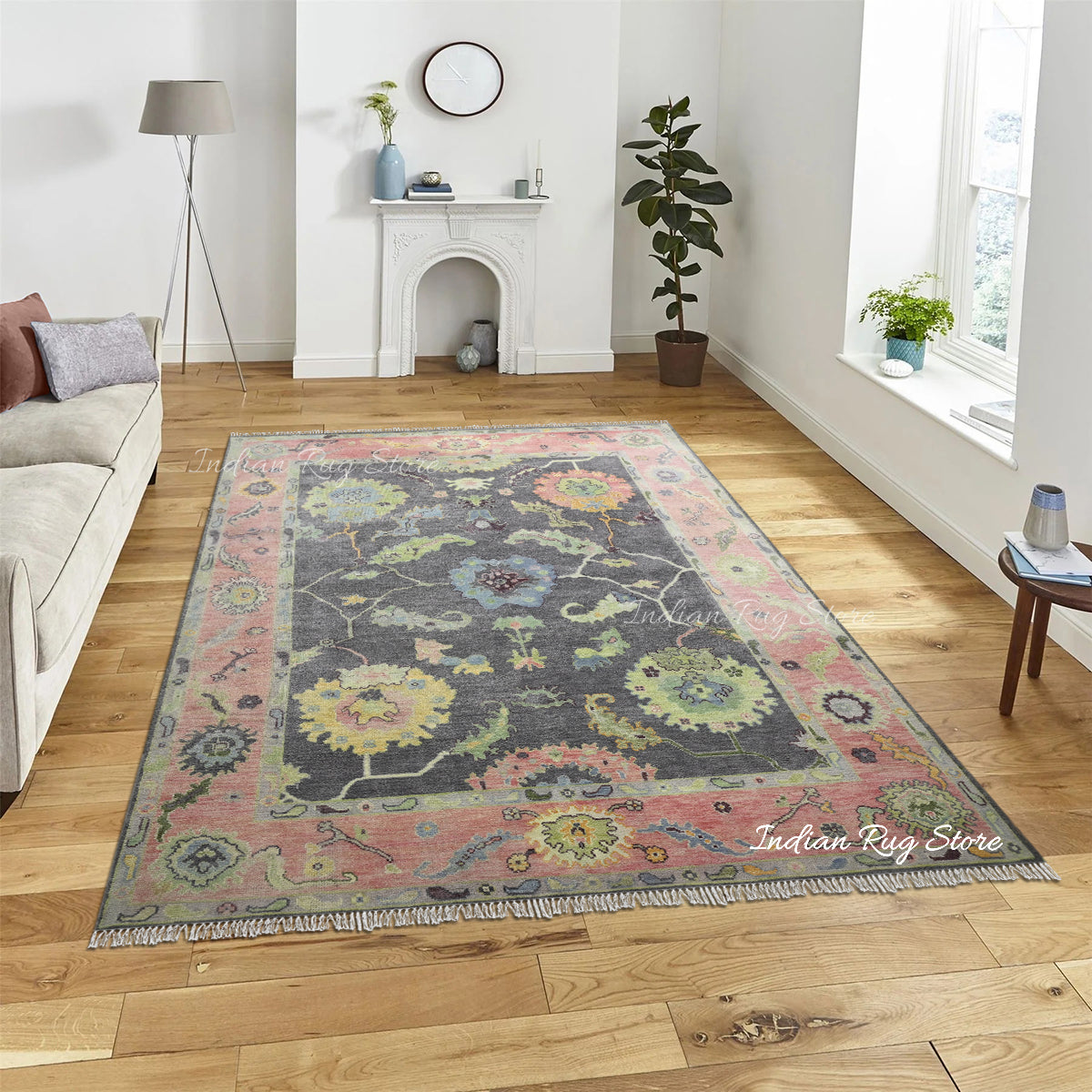 Hand Knotted Multicolor Modern Oushak Bedroom Wool Rug