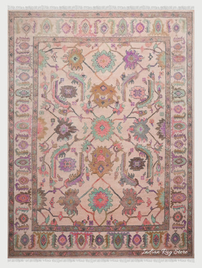 Hand Knotted Beautiful Brown Natural Wool Oushak Rug