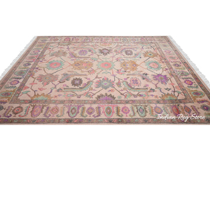 Hand Knotted Beautiful Brown Natural Wool Oushak Rug