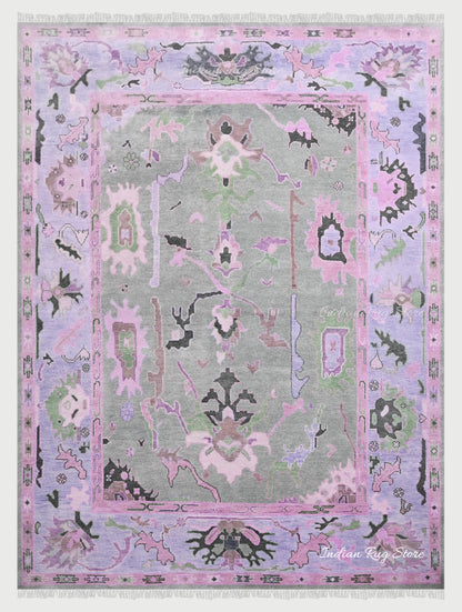 Hand Knotted Multicolor Oushak for Bedroom Balcony Rug