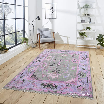 Hand Knotted Multicolor Oushak for Bedroom Balcony Rug