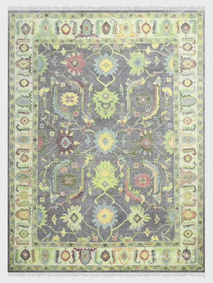 Hand Knotted Multicolor Oushak for Bedroom Area Rug