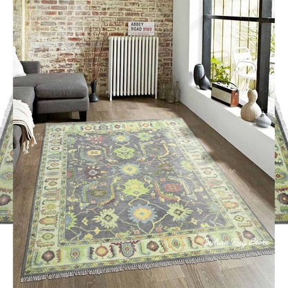 Hand Knotted Multicolor Oushak for Bedroom Area Rug