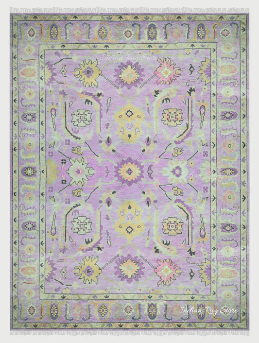 Hand Knotted Multicolor Oushak for Bedroom Rug