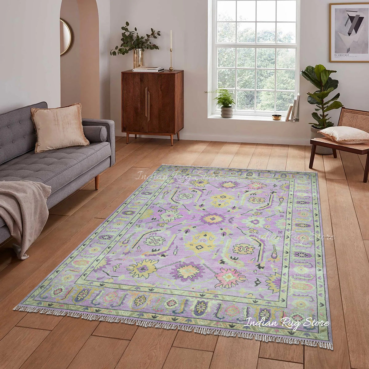 Hand Knotted Multicolor Oushak for Bedroom Rug