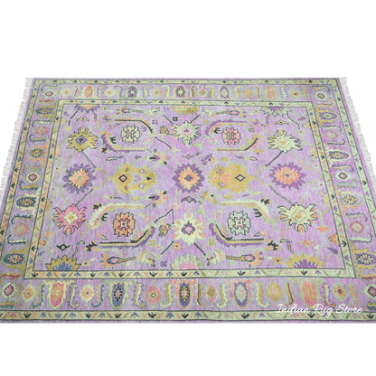 Hand Knotted Multicolor Oushak for Bedroom Rug